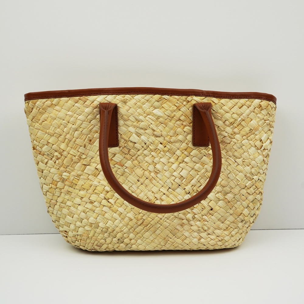 New JCREW Woven Tote with Leather Trim - Picture 2 of 3